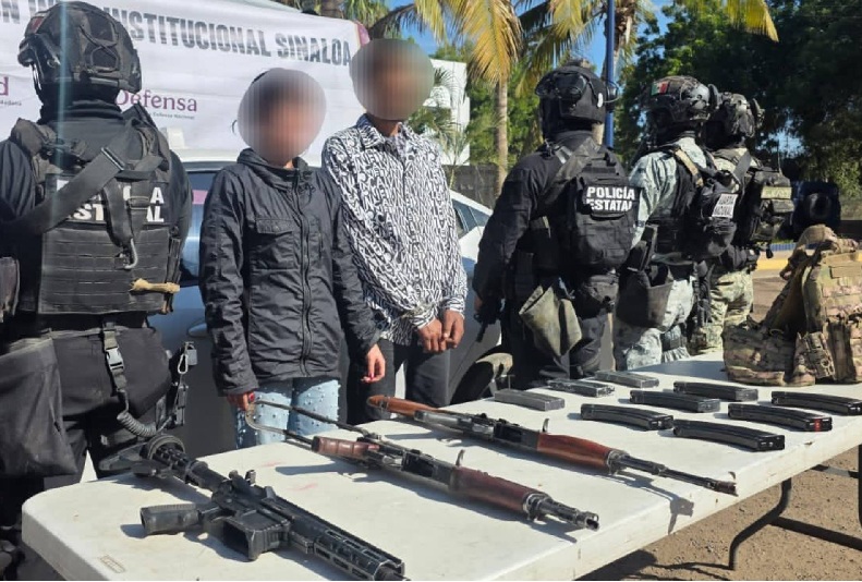 AGENTES FEDERALES Y DE SINALOA REALIZARON LA CAPTURA DE DOS PERSONAS Y ASEGURARON ARMAS EN NAVOLATO Y ELOTA