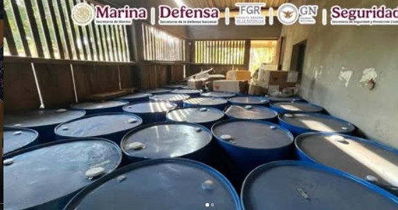 FUERZAS FEDERALES ASEGURARON UNA BODEGA EN GUERRERO CON CAPACIDAD PARA LA PRODUCCIÓN DE TRES TIPOS DE DROGAS