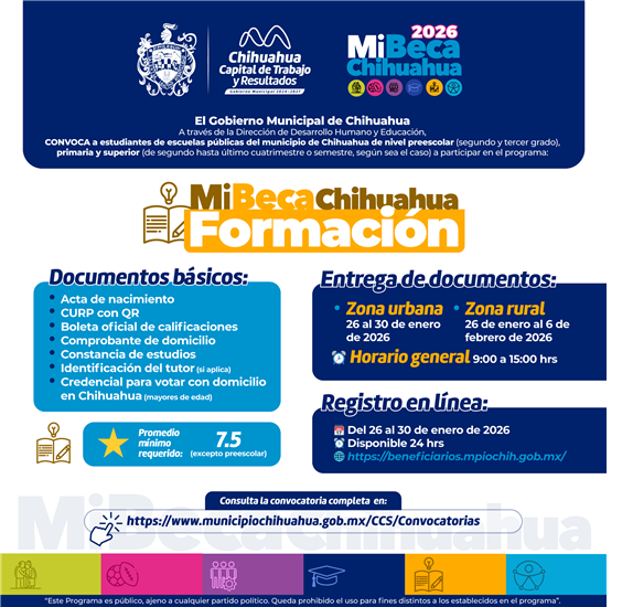 ANUNCIA MUNICIPIO CONVOCATORIA DE “MI BECA CHIHUAHUA 2026” EN SU MODALIDAD DE FORMACIÓN