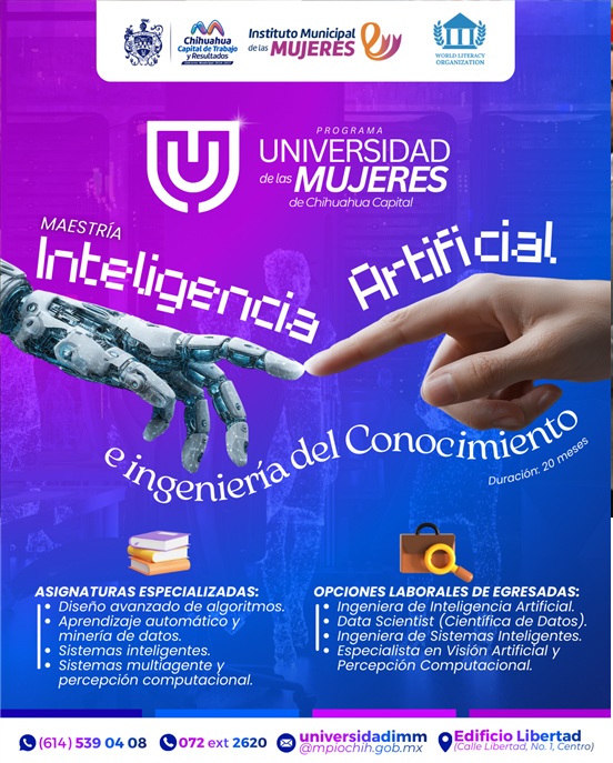 ABRE MUNICIPIO INSCRIPCIONES PARA LA MAESTRÍA EN INTELIGENCIA ARTIFICIAL EN LA UNIVERSIDAD DE LAS MUJERES