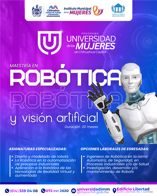 INCLUYE UNIVERSIDAD DE LAS MUJERES LA MAESTRÍA ROBÓTICA Y VISIÓN ARTIFICIAL EN SU OFERTA EDUCATIVA