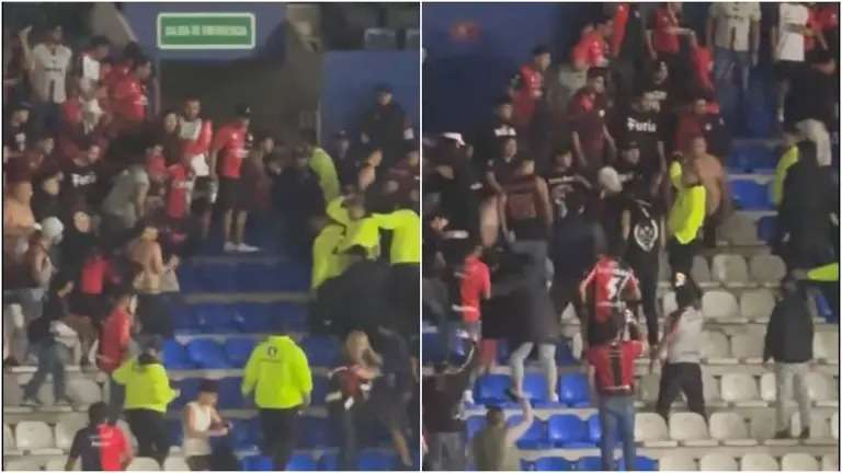 PROTAGONIZAN AFICIONADOS RIÑA DURANTE EL PACHUCA VS ATLAS