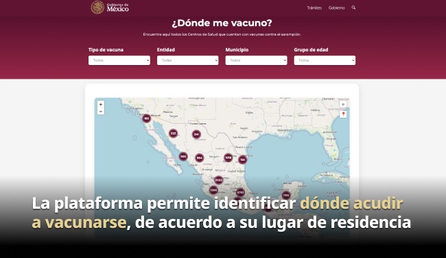 CON LA PLATAFORMA ¿DÓNDE ME VACUNO? UBICA LOS MÁS DE 21 MIL PUNTOS PARA VACUNARTE CONTRA EL SARAMPIÓN