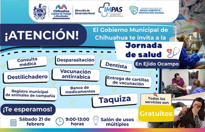 INVITA GOBIERNO MUNICIPAL A JORNADA DE SALUD EN EJIDO OCAMPO