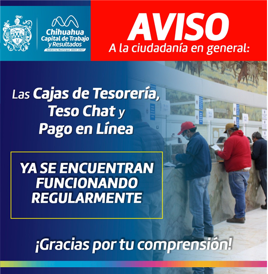 REESTABLECEN SERVICIO DEL SISTEMA RECAUDADOR DE LA TESORERÍA MUNICIPAL