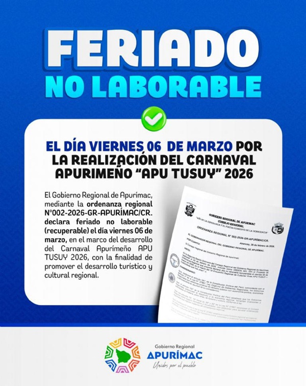 DECLARAN ESTE VIERNES 6 DE MARZO COMO DÍA FERIADO, EL PRIMER FIN DE SEMANA LARGO DEL MES