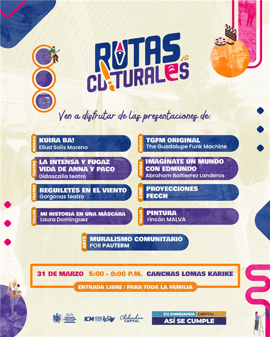 MÚSICA, ARTE, CINE Y TEATRO PARA TODOS: LLEGA RUTAS CULTURALES DEL MUNICIPIO A LOMAS KARIKÉ