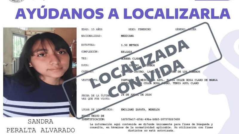 MENOR DESAPARECIDA ES HALLADA CON VIDA EN VERACRUZ