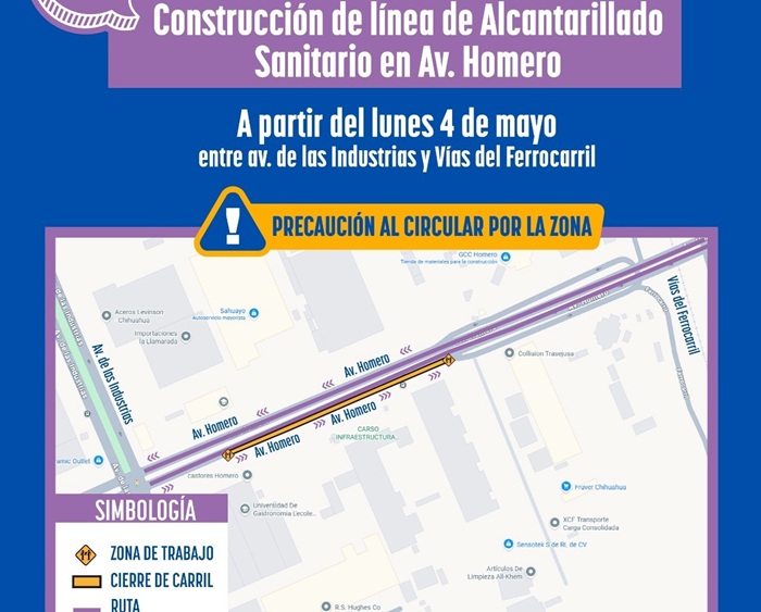 INSTALARÁ JMAS CHIHUAHUA LÍNEA DE ALCANTARILLADO EN AVENIDA HOMERO