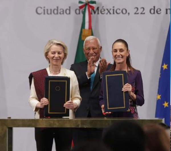 FIRMA SHEINBAUM EL ACUERDO GLOBAL MODERNIZADO MÉXICO-UNIÓN EUROPEA