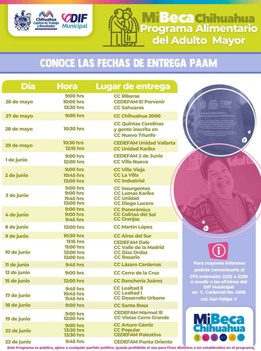 CONOCE EL CALENDARIO DE ENTREGA DEL PAAM DEL 26 DE MAYO AL 23 DE JUNIO