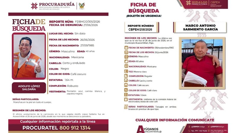 2 TRABAJADORES DESAPARECIDOS DE CFE EN PUEBLA. 