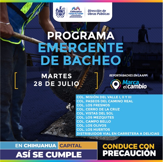 PASEOS DEL CAMINO REAL, LOS FRESNOS, CERRO DE LA CRUZ, VISTA DEL SOL Y MÁS TENDRÁN BACHEO: MUNICIPIO