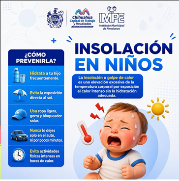 MUNICIPIO LLAMA A PREVENIR INSOLACIÓN EN NIÑOS Y PIDE SEGUIR RECOMENDACIONES BÁSICAS PARA PREVENIRLA