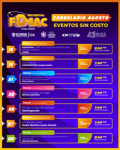 ENCUENTRO FOMAC PRESENTA SU CALENDARIO DE ACTIVIDADES PARA AGOSTO