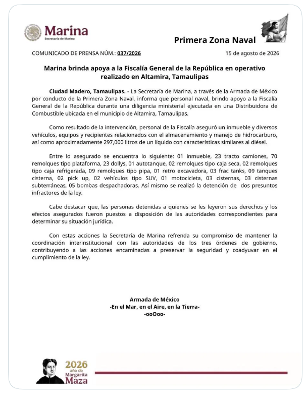 FUERZAS FEDERALES REALIZARON EL DECOMISO DE 197 MIL LITRO DE DIÉSEL EN ALTAMIRA, TAMAULIPAS