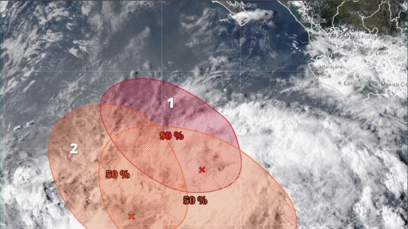 TRES ZONAS DE BAJA PRESIÓN EN EL PACÍFCO PODRÍAN VOLVERSE CICLONES