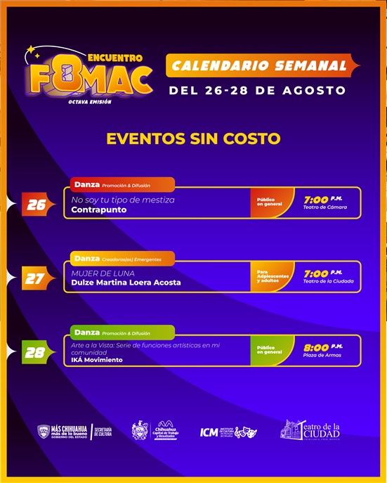 MUNICIPIO INVITA A DISFRUTAR DEL CIERRE DEL ENCUENTRO FOMAC EN SU ÚLTIMA SEMANA DE ACTIVIDADES
