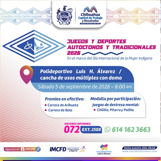 INVITA MUNICIPIO AL EVENTO DE JUEGOS Y DEPORTES AUTÓCTONOS Y TRADICIONALES EN EL POLIDEPORTIVO LUIS H. ÁLVAREZ