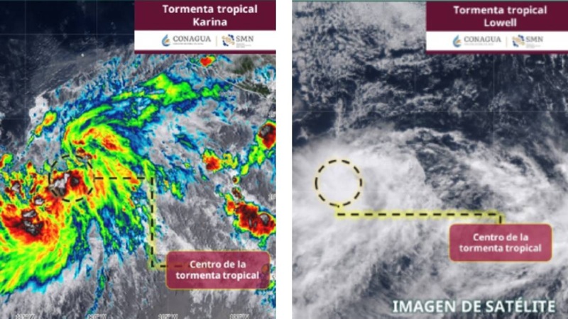 SE FORMAN EN EL PACÍFCO TORMENTAS KARINA Y LOWEL 