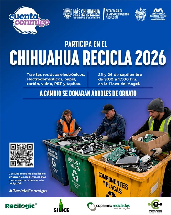 ¡RECUERDA ESTE 25 Y 26 DE SEPTIEMBRE DESHAZTE DE TU BASURA ELECTRÓNICA EN CHIHUAHUA RECICLA 2026