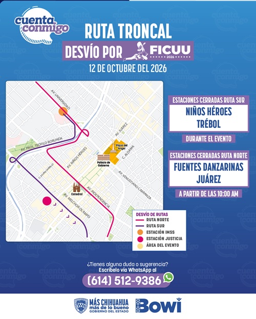 IMPLEMENTARÁN DESVÍOS TEMPORALES DEL BOWI EN SU RUTA TRONCAL POR CONCIERTO DE ALEJANDRO FERNÁNDEZ
